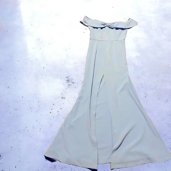 Lovers and Friends Danica silver blue off shoulder maxi gown - Picture 3 of 7